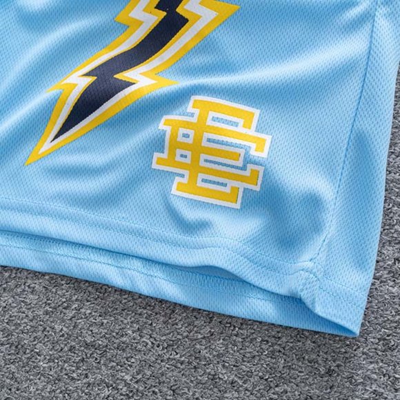 Eric Emanuel Logo Lightning Print Casual Shorts in Blue - Picture 4 of 6